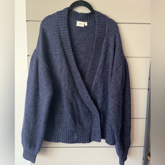 AG ADRIANO GOLDSCHMIED Amari Blouson-Sleeve Wool-Mohair Carsigan Blue Vault ‎ XL - Picture 1 of 9
